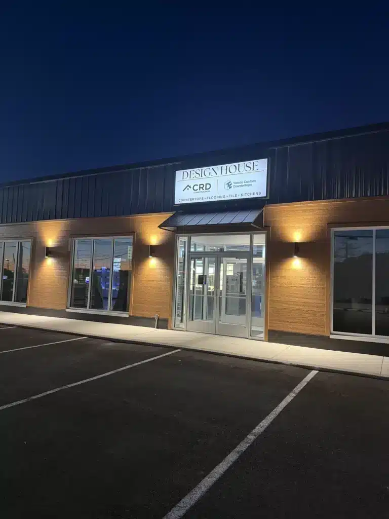 Toledo Design House showroom exterior on Conant Street in Maumee at dusk