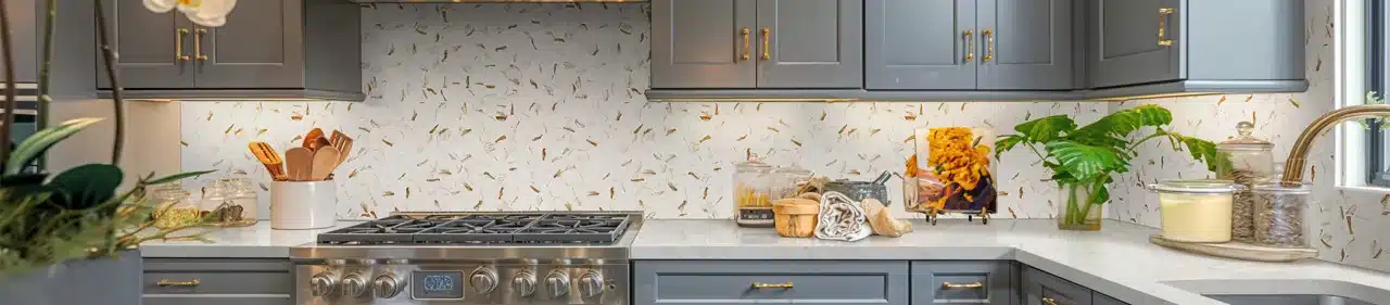 MSI Calacatta Gold marble-look porcelain tile in a manufacturer room scene