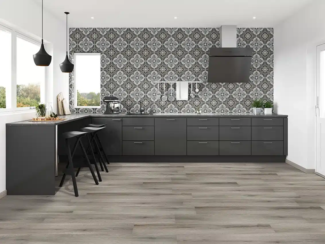 MSI Smithcliffs Avery Ash hybrid rigid-core flooring in a manufacturer room scene