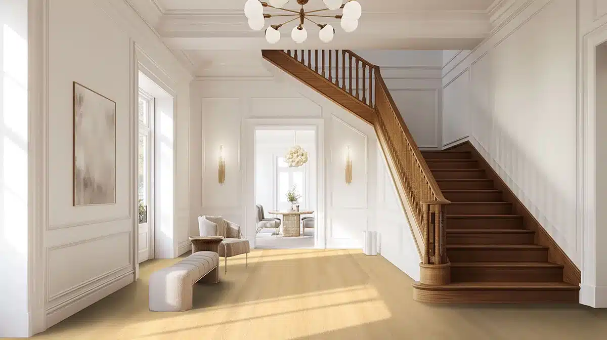 MSI XL Studio Roswell luxury vinyl plank flooring in a manufacturer room scene